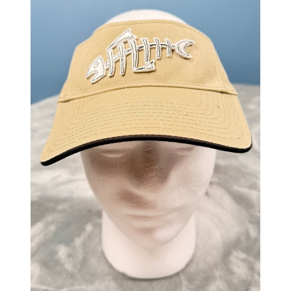 Mens Fishing Visor One Size Khaki Tan Fish‎ Bone Logo Pro Style Sun Visor Cap